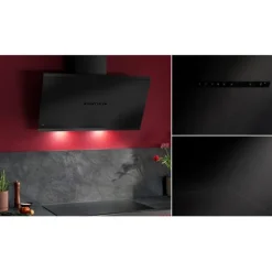 8000 AuroraTech - Schouwafzuigkap met Hob2Hood 90 cm Matzwart met textuur