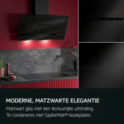 8000 AuroraTech - Schouwafzuigkap met Hob2Hood 90 cm Matzwart met textuur