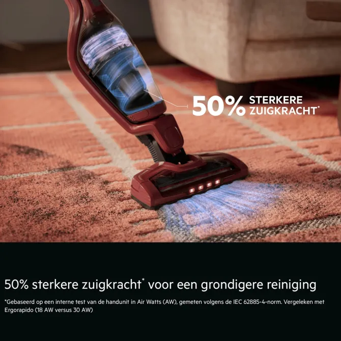 Ergorapido Plus Steelstofzuiger tot 60 min gebruiksduur
